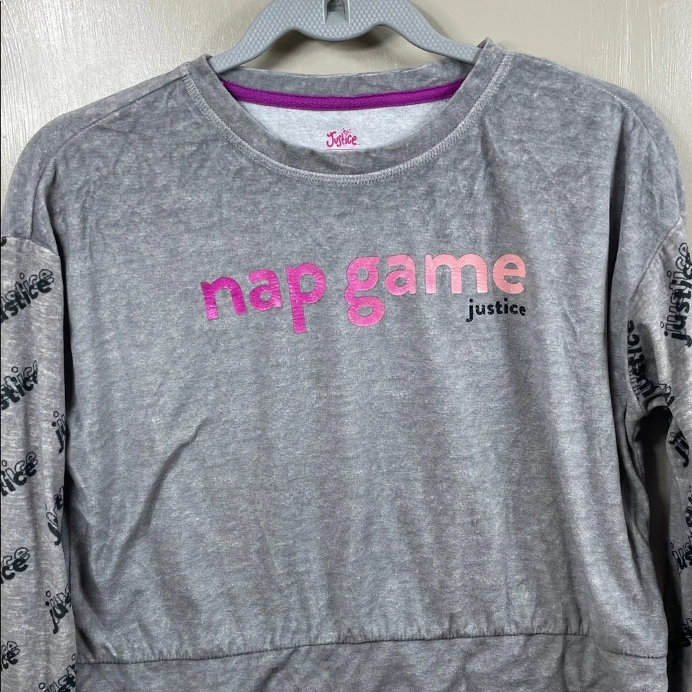 Justice Girls Cozy Fleece Long Sleeve Top Sleep‎ Pajama size  Small